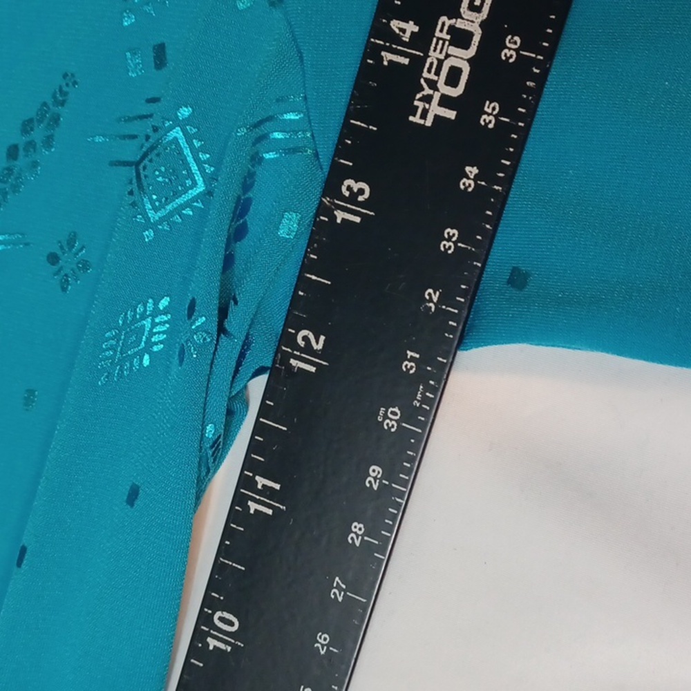Y2K Susan Graver Embellished Print Teal Design Top 3/4 Sleeves XL - Picture 7 of 9